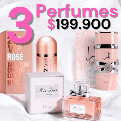 COMBO PERFUMES 3 X 1 (YARA + 212 VIP ROSE + MISS DIOR)